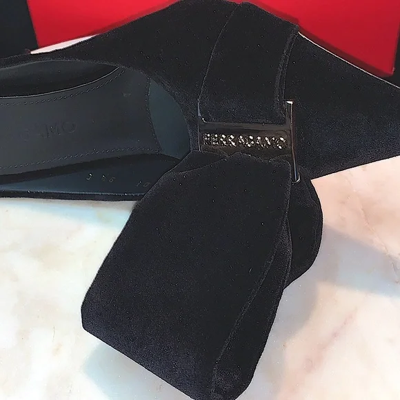 SALVATORE FERRAGAMO EMII 85 T 9 1/2 C NERO VELVIT NIB